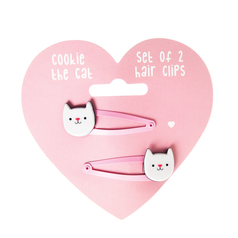 Ensemble de 2 barrettes Chat Rose