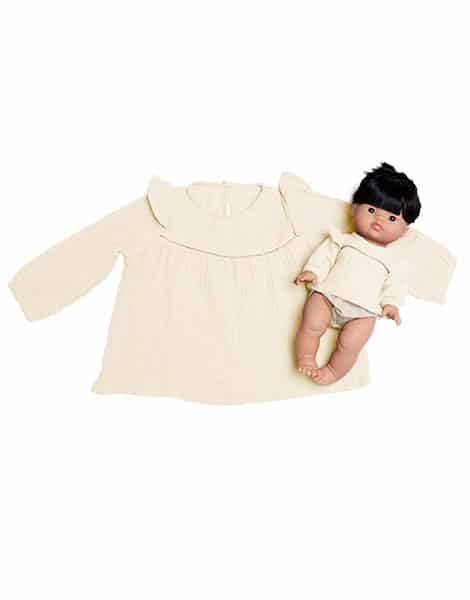 Minikane "Collection Duo" – Blouse Marina en coton double gaze Écru