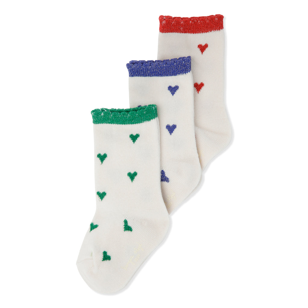 KONGES SLOJD - Pack de 3 paires de Chaussettes Coeurs