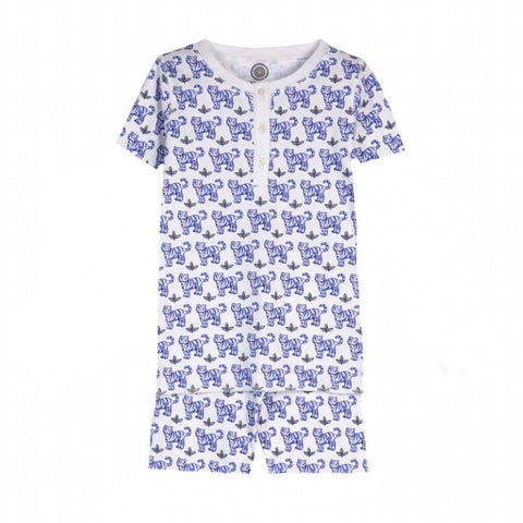 Pyjama short Sumi Tigre Bleu en coton biologique