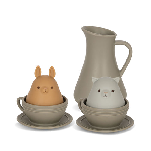 KONGES SLOJD - Jouets de bain Dinette Chat & Lapin Stone mix