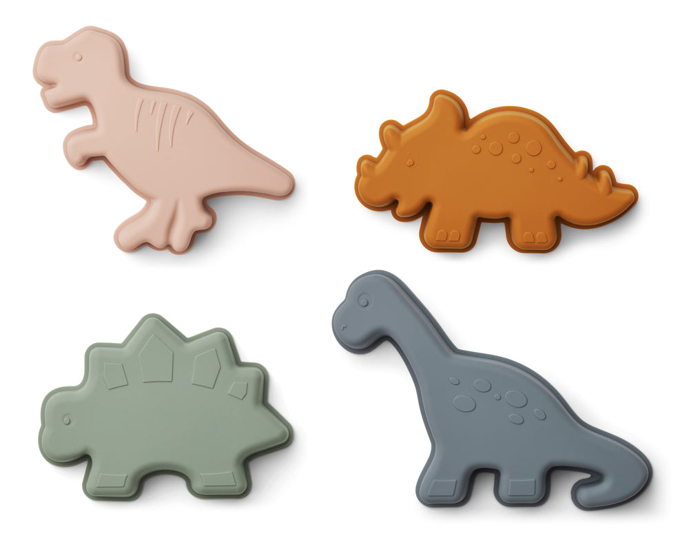 LIEWOOD - Gill le pack de 4 moules en silicone Dino Mix