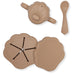 KONGES SLOJD - Coffret premiers repas en slicone beige foncé Coquillage Bark