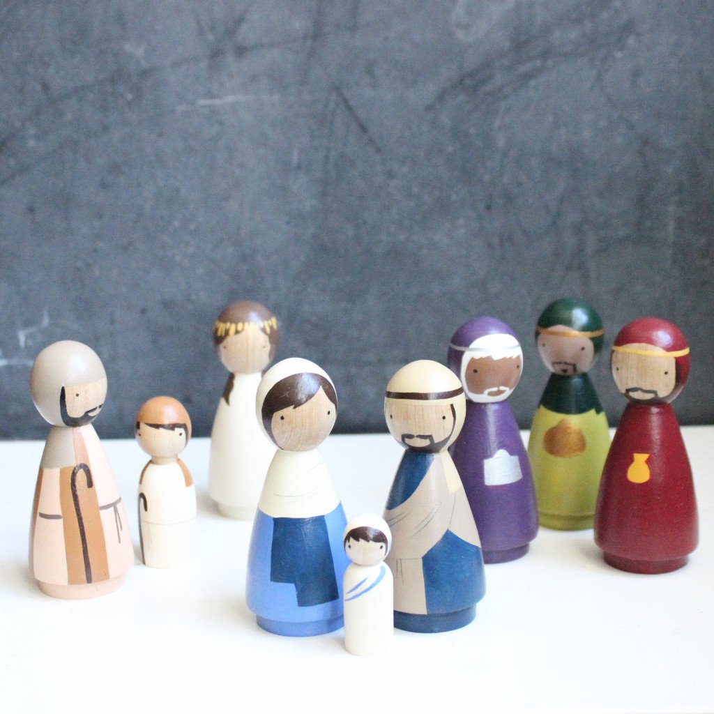 PRE COMMANDE - Grande Crèche de Noël - Figurines Peg en bois