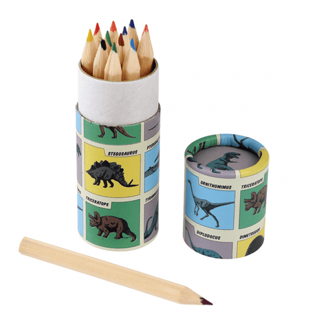 Petit Cadeau de l'Avent ou Chaussettes de Noël - Mini boîte de 12 crayons de couleurs Dinosaures
