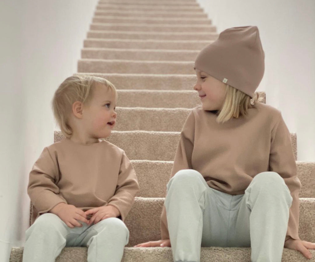 A BABY BRAND - Sweatshirt côtelé Rose Nude
