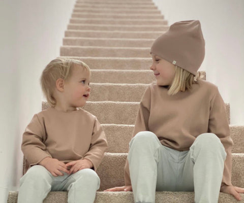 A BABY BRAND - Sweatshirt côtelé Rose Nude