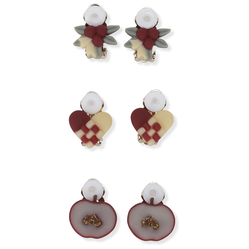 KONGES SLOJD  - Pack de 3 Boucles d'oreilles à clips Noël Christmas