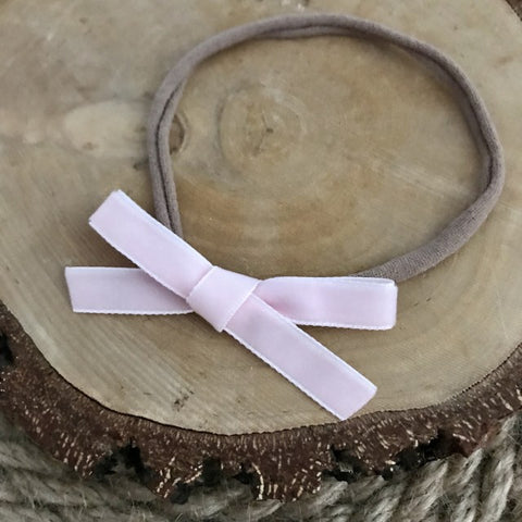 Bandeau pour cheveux avec nœud LEA Velvet Rose poudré