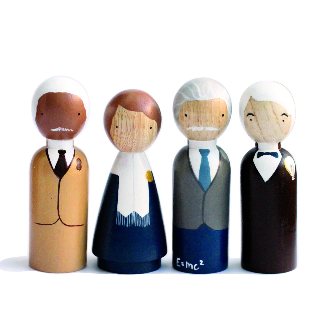 PRE COMMANDE - Les Grands Scientifiques - Figurines Peg en bois