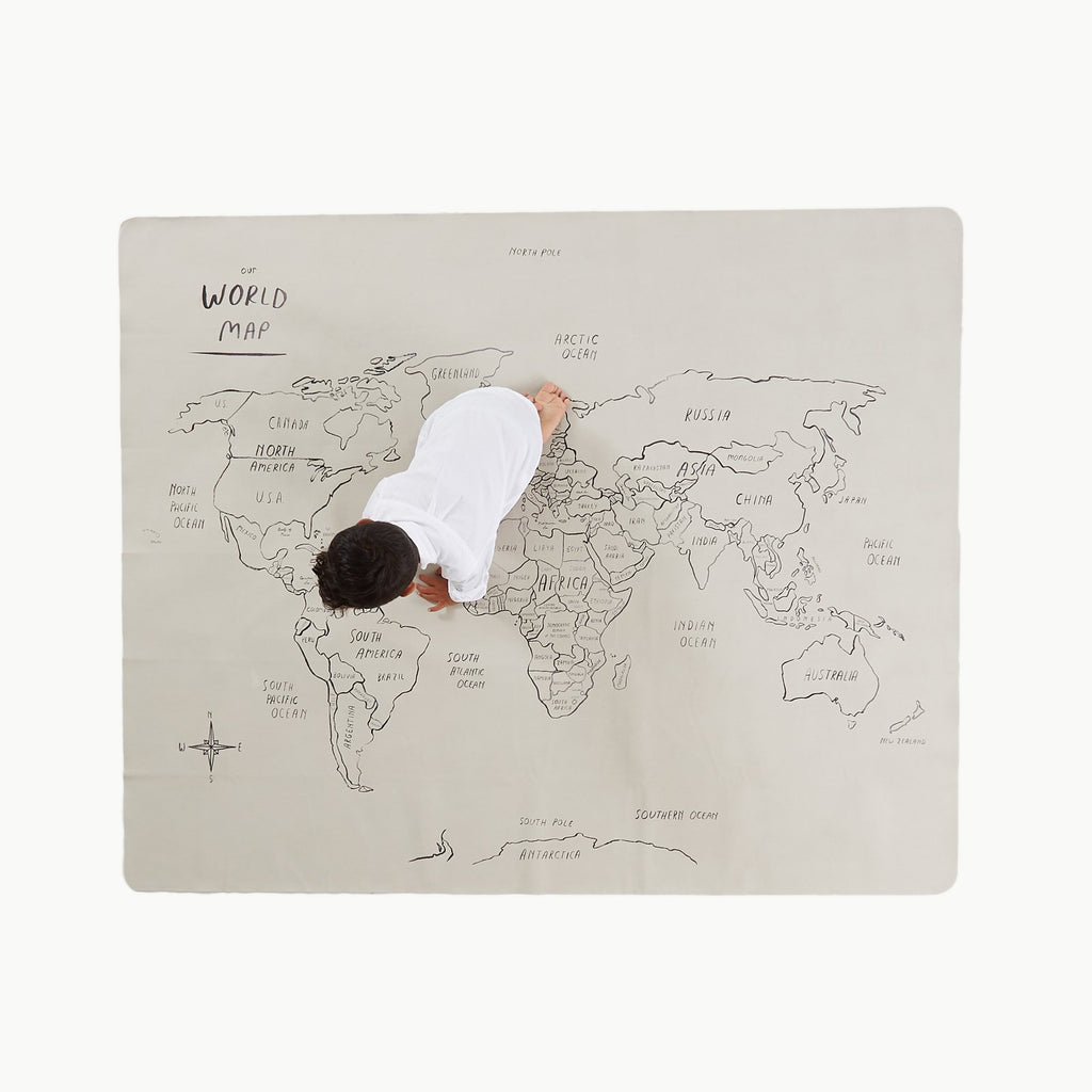 GATHRE - World Map la Toile multi-usages Carte du Monde Midi +